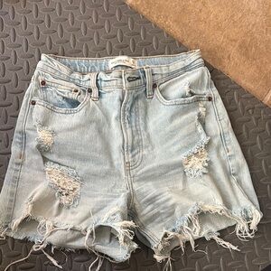 Abercrombie & Fitch Distressed Light Blue Jean Shorts